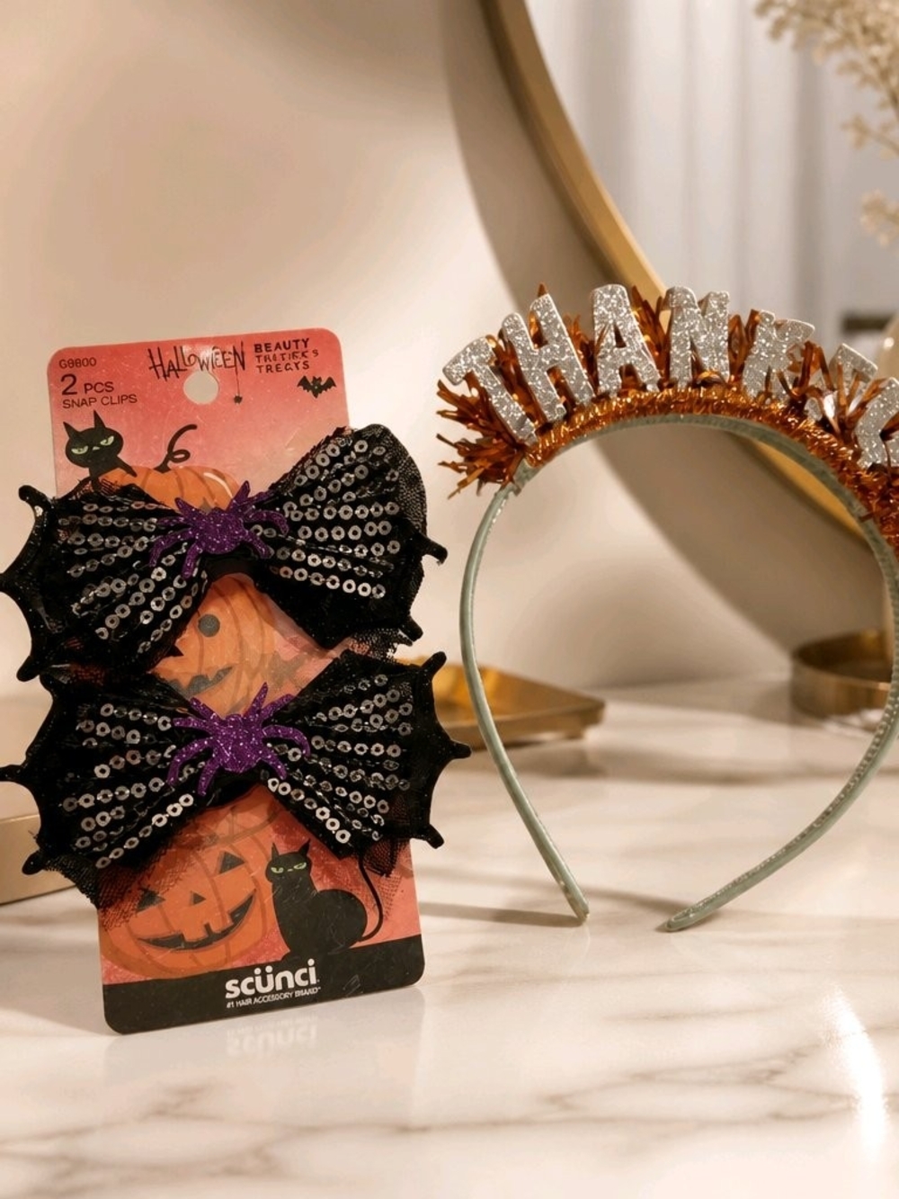 Scünci Black Sequin Bat Snap Clips - Kids Halloween Hair Accessories